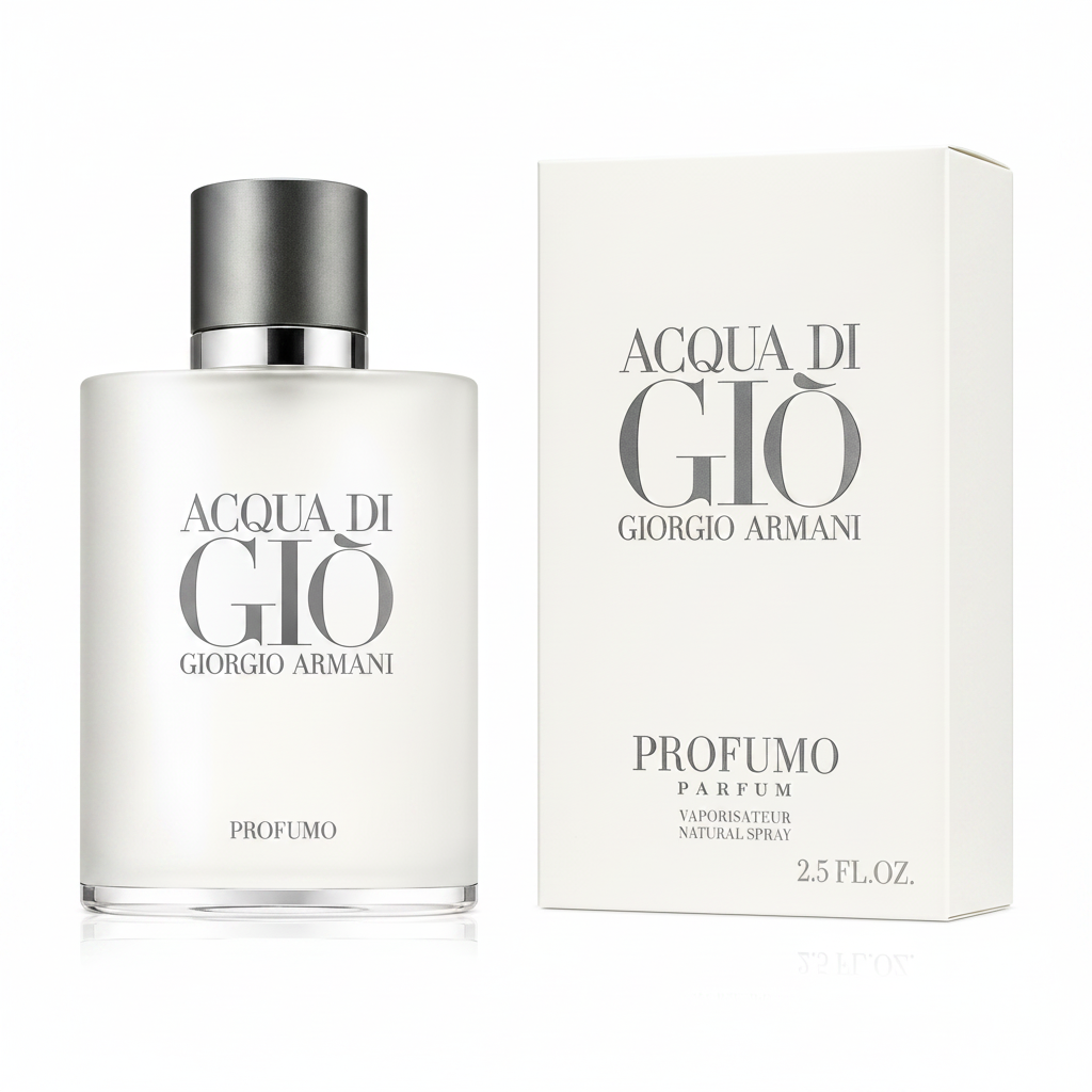 Giorgio Armani Acqua di Giò perfume bottle and packaging on a white background