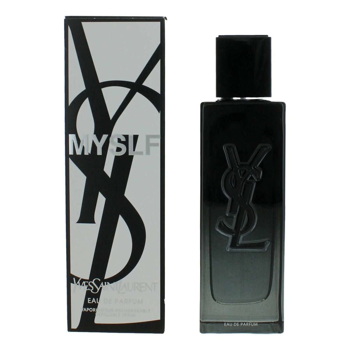 YSL perfume bottle and packaging on a white background