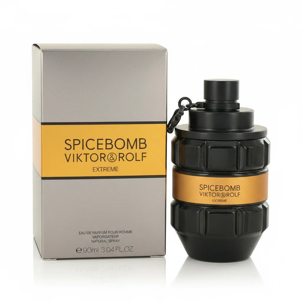 Spicebomb Viktor & Rolf Extreme perfume bottle and packaging on a white background