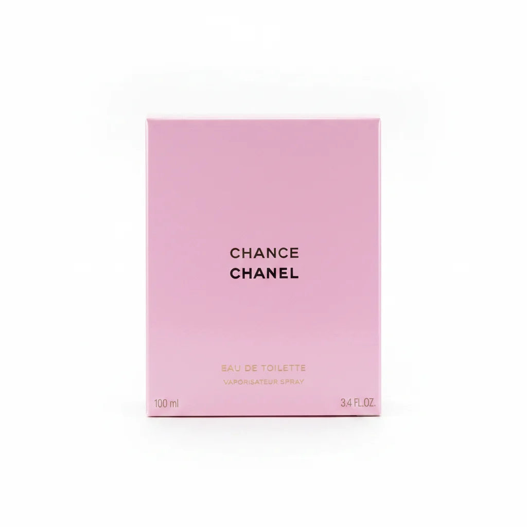 Chanel Chance perfume box on a gray surface