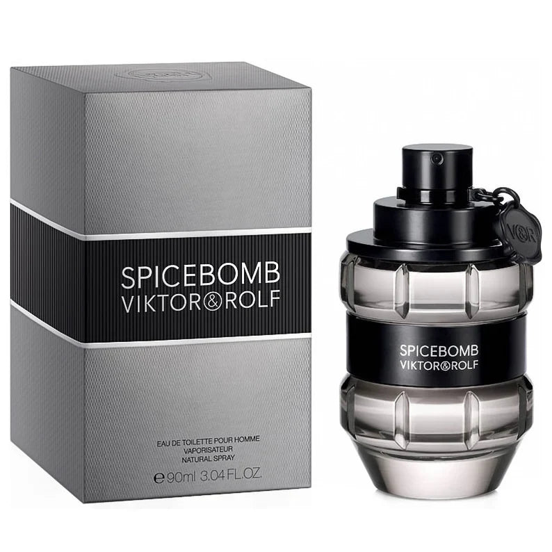 Viktor & Rolf Spicebomb perfume bottle and packaging on a white background