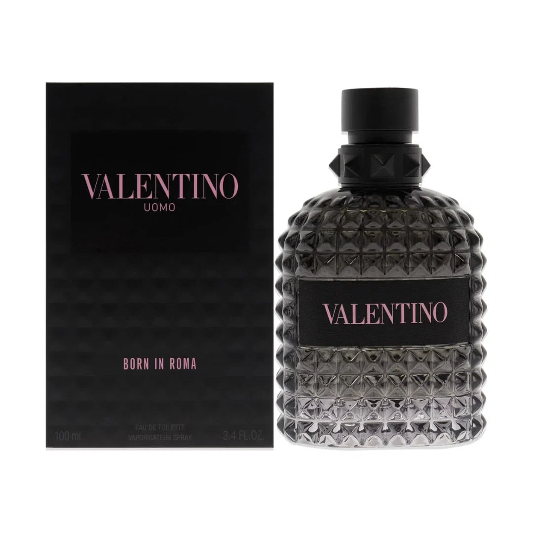 Valentino perfume bottle and packaging on a white background